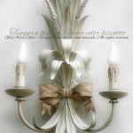 Applique Fiocco e Spighe in ferro battuto bianco. GBS FIRENZE