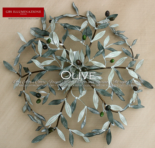 Plafoniera Olive in ferro battuto di GBS. Collezione Country. GBS FIRENZE