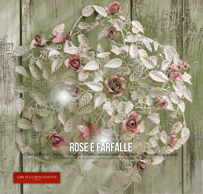 Plafoniera rose e farfalle a 5 luci gbs illuminazione – ferro ... Plafoniere camera letto