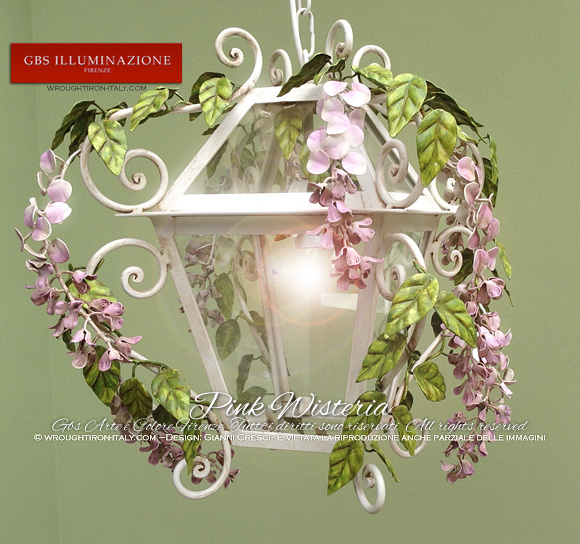 Lantern with Pink Wisteria - GBS FIRENZE - MADE IN ITALY 