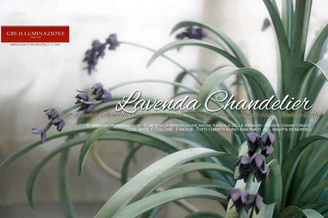 Lavenda Chandelier with Green Leaves