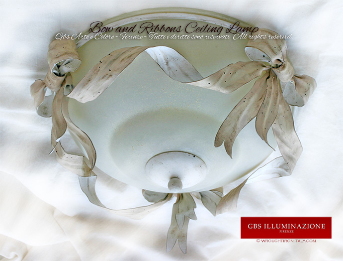 Bow and Ribbons Ceiling Lamp - White Tempera - Made in Italy