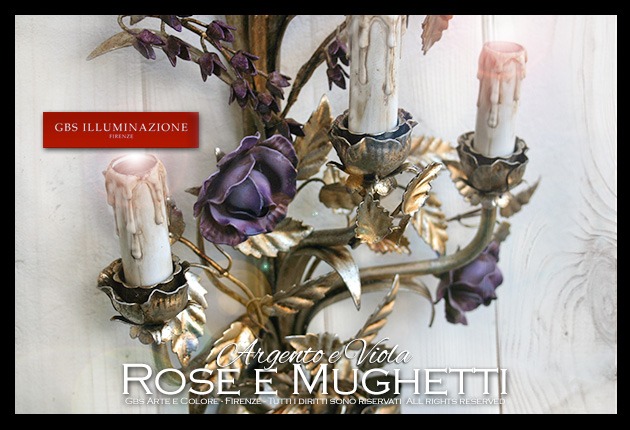 Applique Rose e Mughetti, Argento e Viola - Dettaglio