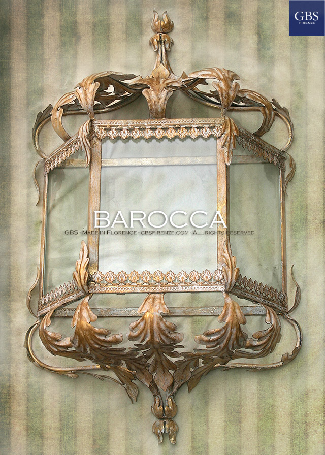 Barocca - White Gold. Half lantern wall light