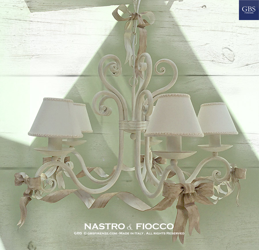 Nastro & Fiocco - Lampadario a 5 Luci - Lampadario romantico per la camera da letto, per il soggiorno, per ambiente romantico