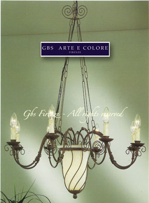 Wrought Iron Chandelier with glass