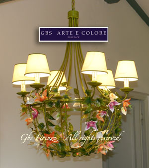 Wrought Iron Chandelier - Theresa fiori tropicali