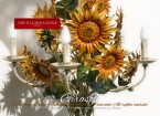 Lampadario con fiori di Girasole. GBS Firenze. Collezione Country. Ferro Battuto