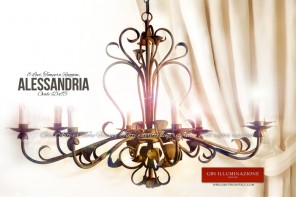 Lampadario Alessandria 8 Luci - Ferro Battuto, nicchie forgiate. GBS FIRENZE. MADE IN ITALY