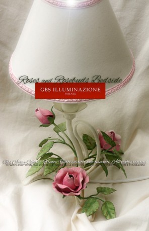 Romantic wrought iron Roses and rosebuds bedside. Made in Florence. GBS