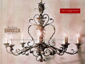 Lampadario con foglie d'Acanto, Oro foglia. Colleziona Classica. Barocca.