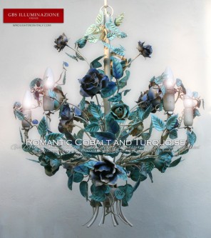 Ideal to furnish romantic bedrooms, Romantic Cobalt and Turquoise Chandelier
