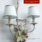 2-light Fruit Sconce, in white wrought iron, antiqued tempera.