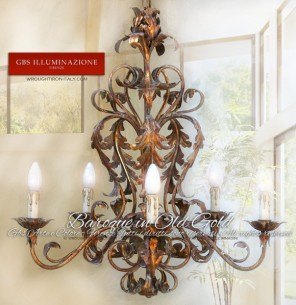 Baroque Chandelier in Old Gold. Made in Italy