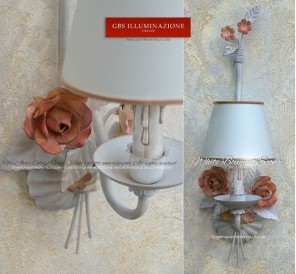 White Bouquet Sconce with roses in tempera