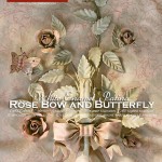 1-light Sconce with Rose Bow and Butterfly, white enamel patina. Hand-decorated wrought iron.