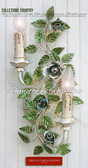 Applique Rametto di roselline - Collezione Country Romantico - Applique 2 Luci