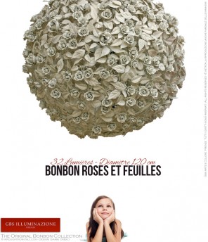 Bonbon Roses et feuilles 32 Lumières - Diamètre 120 cm