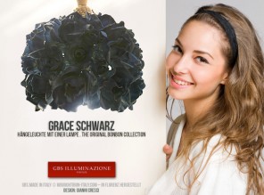 Grace, mattschwarz. Hängeleuchte in mattschwarz, direkte Beleuchtung und diffuses Licht in Filigranarbeit