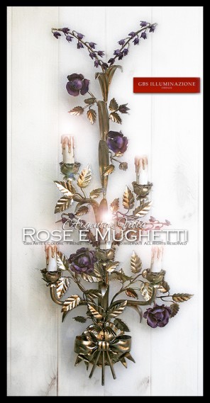 Applique Rose e Mughetti, Argento e Viola