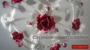 Lo Shabby di GBS -Lampadario Calendimaggio Classica di Rose. Tempera Bianca