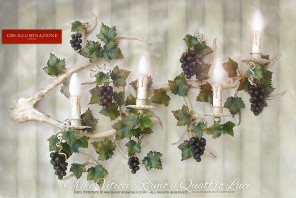 Grande Applique orizzontale, con uva e tralci di vite. Ferro battuto, GBS Firenze
