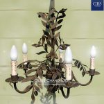 Olives tole Chandelier. Wrought iron - Rust finishing. Made in Italy