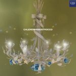 Calendimaggio Fiocco Chandelier. Bow and Roses. 5 Lights.