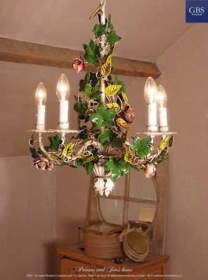 Ivy and Roses Chandelier - 5 Lights. The authentic GBS tole chandeliers collection.