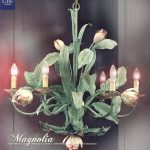 Magnolia Lampadario 6 luci. GBS. Ferro battuto