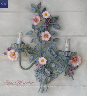 Rose Macchia. Applique a 2 Luci. Casa Shabby Romantica. Design Renee Danzer. GBS