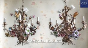 Campora Bouquet Chandelier - 5 Lights Campora. Lampadario a 5 Luci. Ferro battuto e decorato a mano.